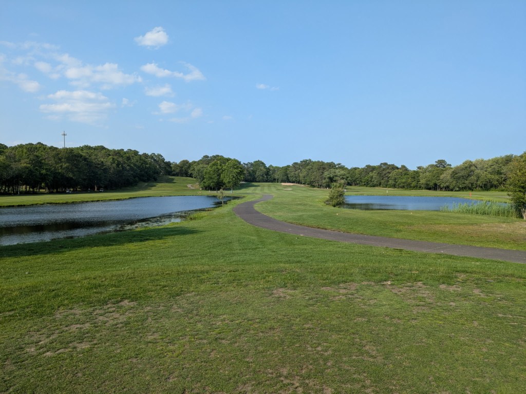 Cart path and pond on golf course